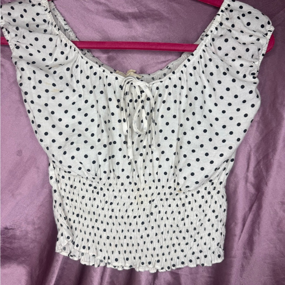 4/$10 Polka Dot Smocked Women's Crop Top